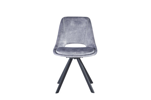 Furniture HausKasper Velvet Light Grey Dining Chair - Swivel Black Legs - Rest Relax