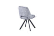 Furniture HausKasper Velvet Light Grey Dining Chair - Swivel Black Legs - Rest Relax