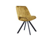 Furniture HausKasper Velvet Mustard Dining Chair - Swivel Black Legs - Rest Relax