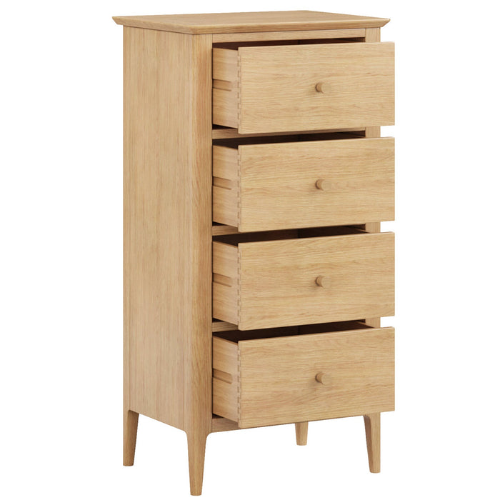 Furniture HausLangford Oak 4 Drawer Tall Chest - Swann Sleep Ltd T/A Rest Relax