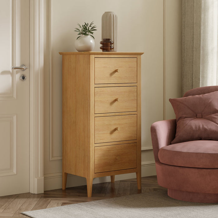 Furniture HausLangford Oak 4 Drawer Tall Chest - Swann Sleep Ltd T/A Rest Relax