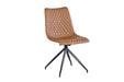 Furniture HausVali PU Leather Brown Dining Chair - Swivel Black Legs - Rest Relax