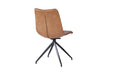 Furniture HausVali PU Leather Brown Dining Chair - Swivel Black Legs - Rest Relax