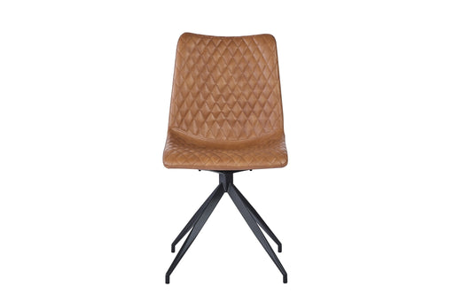 Furniture HausVali PU Leather Brown Dining Chair - Swivel Black Legs - Rest Relax