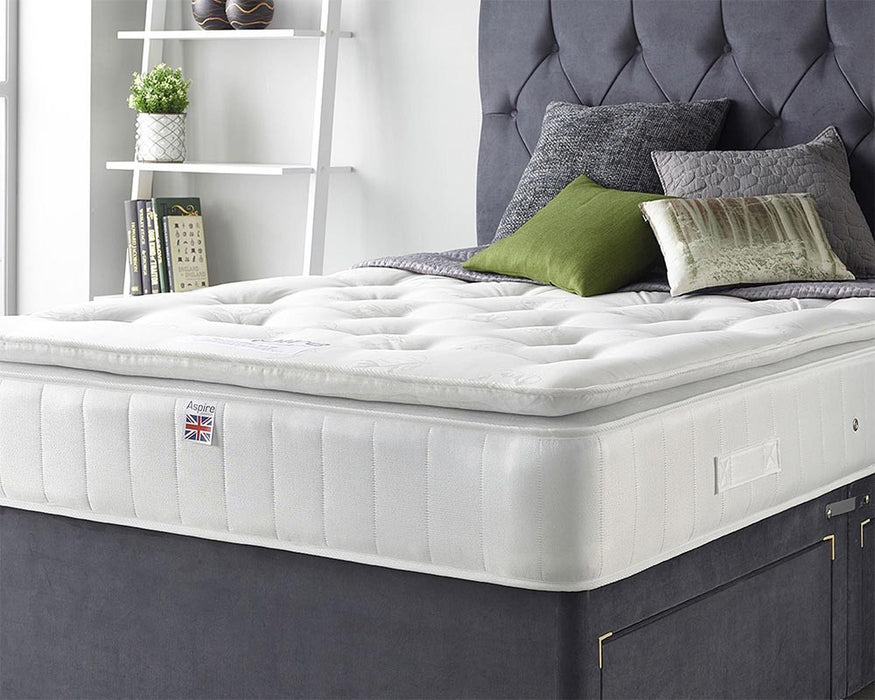 Aspire Natural Cashmere Pillowtop Pocket Sprung Mattress – corner detail with transport handle