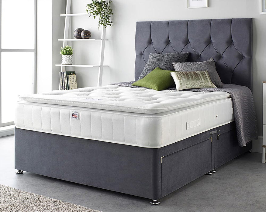 Aspire Natural Cashmere Pillowtop Pocket Sprung Mattress – close-up of the natural-fibre cover and side stitching