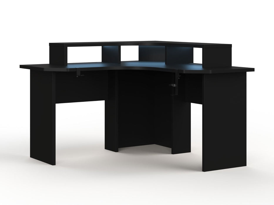 RecoilTopaz Compact Corner Gaming Desk with LED Lights - Rest Relax