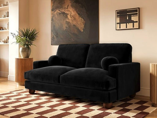 Solace+CoSolace+Co Addison 2 Seater Black Velvet Sofa - Rest Relax