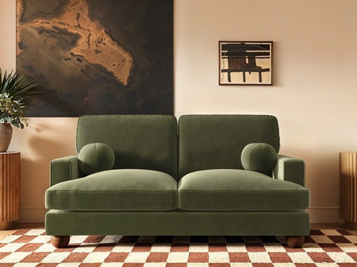 Solace+CoSolace+Co Addison 2 Seater Khaki Green Velvet Sofa - Rest Relax