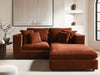 Solace+CoSolace+Co Asher 3 Seater with Footstool Chenille Burnt Orange Corner Sofa - Rest Relax