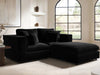 Solace+CoSolace+Co Asher 3 Seater with Footstool Velvet Black Corner Sofa - Rest Relax