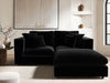 Solace+CoSolace+Co Asher 3 Seater with Footstool Velvet Black Corner Sofa - Rest Relax