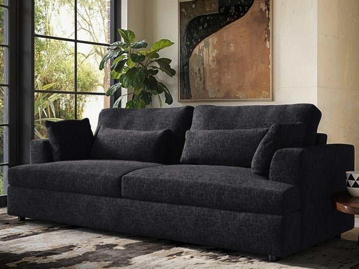 Solace+CoSolace+Co Drew 3 Seater Charcoal Grey Chenille Sofa - Rest Relax