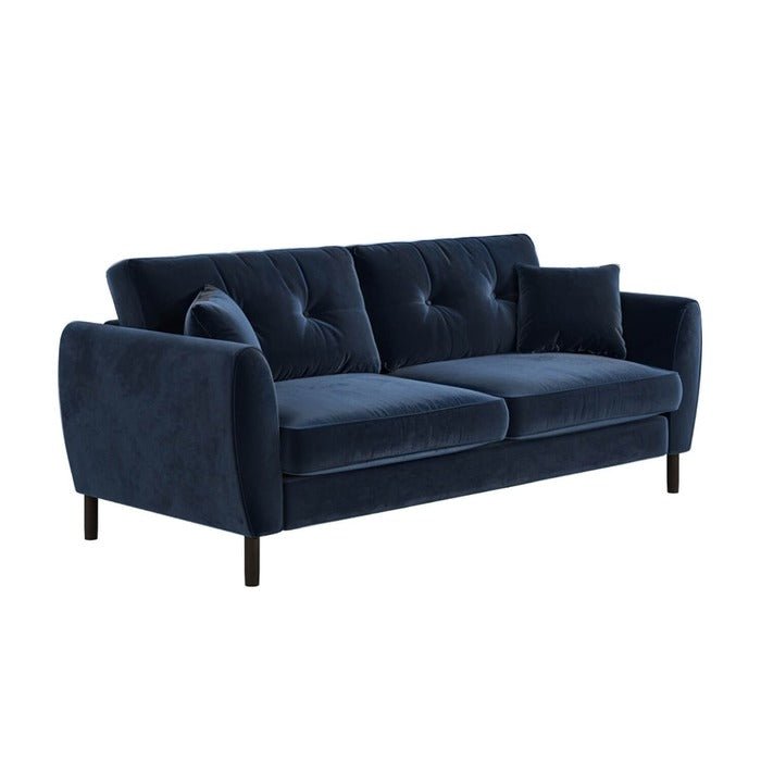 Solace+CoSolace+Co Ellison 3 Seater Navy Blue Velvet Sofa - Rest Relax