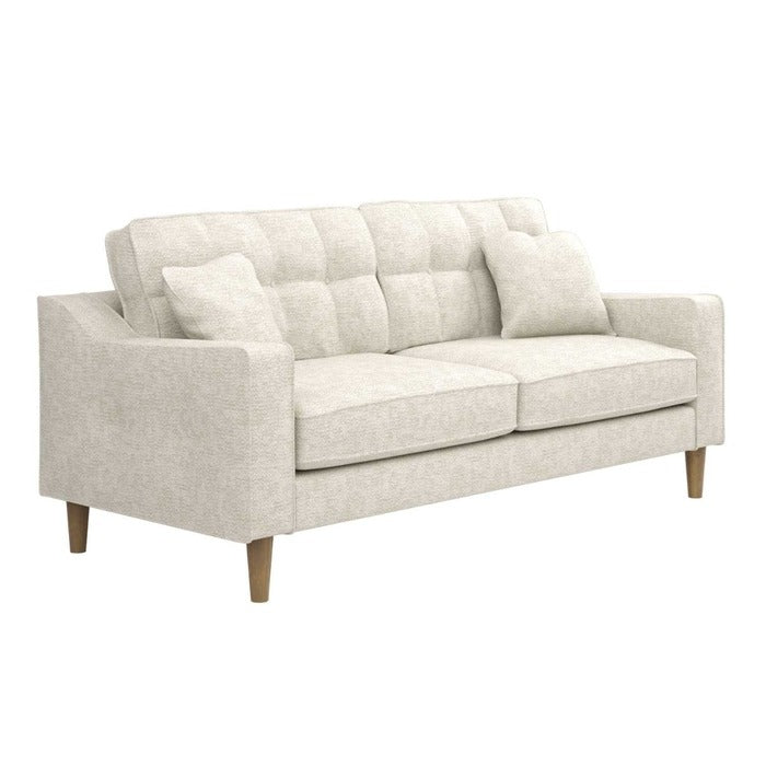 Solace+CoSolace+Co Jude 3 Seater Mid Century Beige Cheille Fabric Sofa - Rest Relax