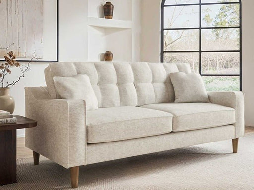 Solace+CoSolace+Co Jude 3 Seater Mid Century Beige Cheille Fabric Sofa - Rest Relax