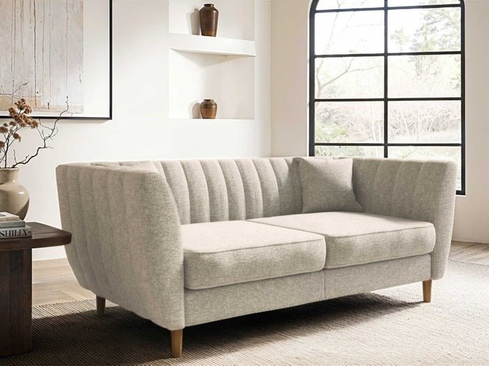 Solace+CoSolace+Co Remi 2 Seater Mid Century Beige Chenille Sofa - Rest Relax