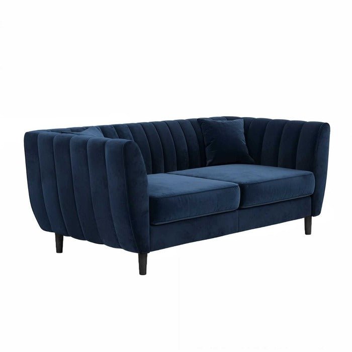 Solace+CoSolace+Co Remi 2 Seater Mid Century Navy Blue Velvet Sofa - Rest Relax