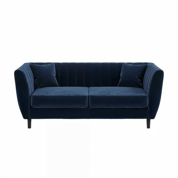 Solace+CoSolace+Co Remi 2 Seater Mid Century Navy Blue Velvet Sofa - Rest Relax