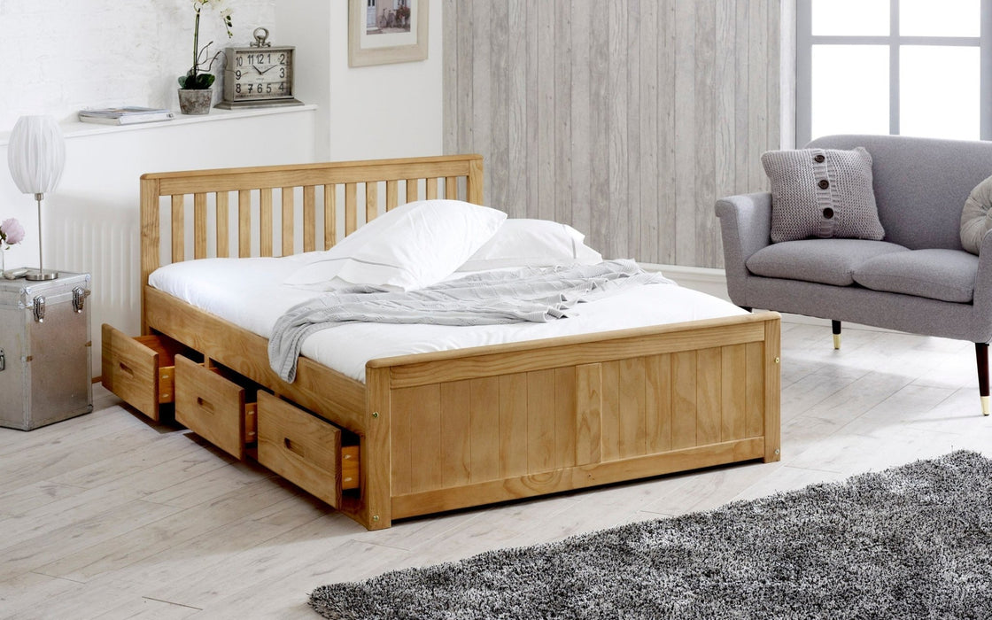 Visco Therapy4'0 Mission Waxed Pine Wooden Storage Bed - Rest Relax