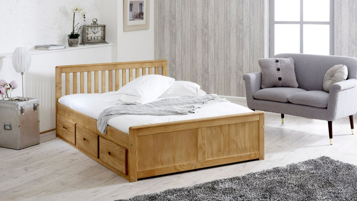 Visco Therapy4'0 Mission Waxed Pine Wooden Storage Bed - Rest Relax
