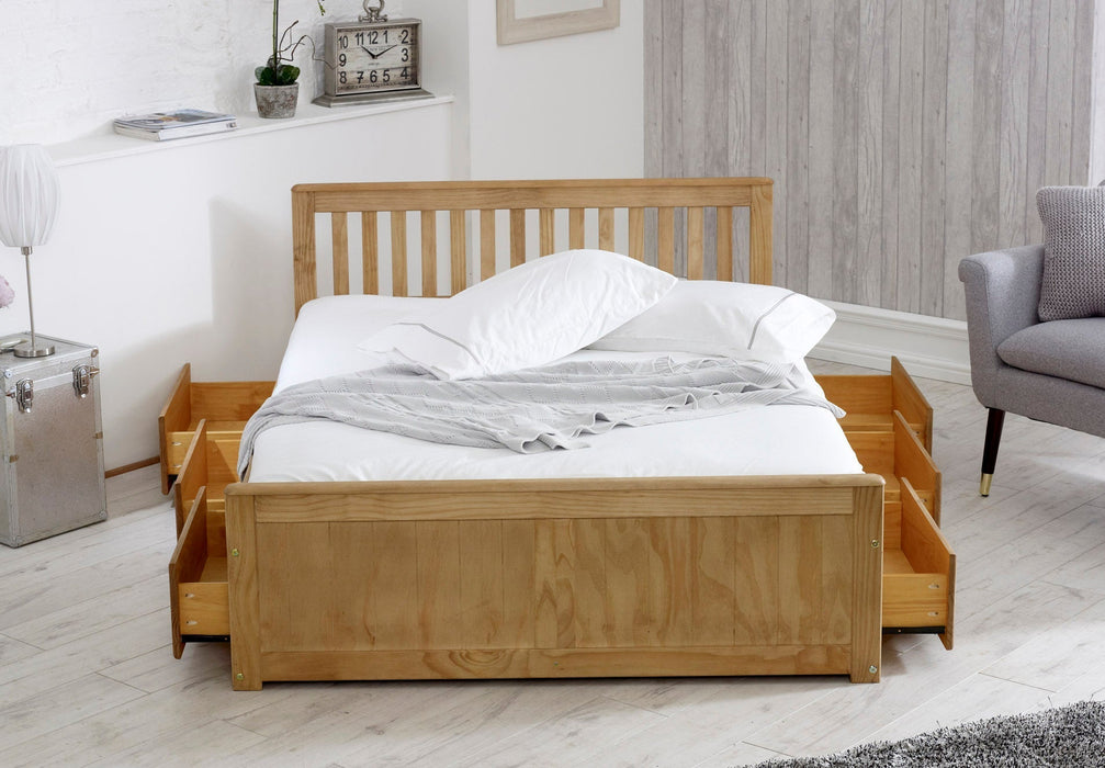 Visco Therapy4'0 Mission Waxed Pine Wooden Storage Bed - Rest Relax