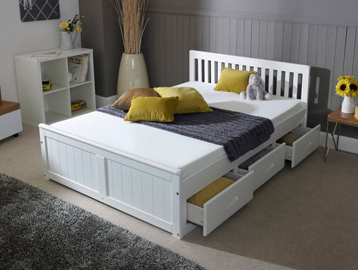 Visco Therapy4'6" Mission White Wooden Storage Bed - Rest Relax