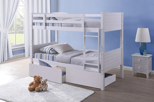 Visco TherapyBedford White Wooden Bunk Bed Frame - 3ft Single - Rest Relax