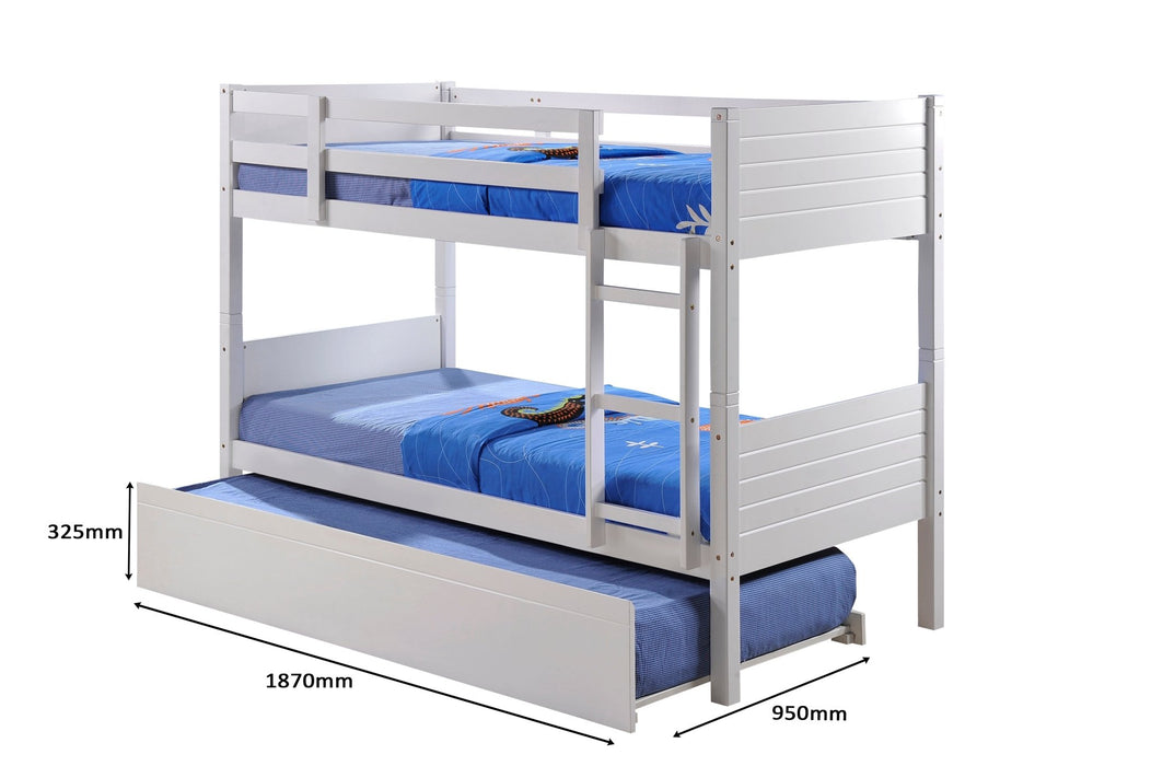 Visco TherapyBedford White Wooden Bunk Bed Frame - 3ft Single - Rest Relax