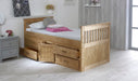 Visco TherapyCaptains Waxed Pine Wooden Storage Bed Frame - 3ft Single - Rest Relax