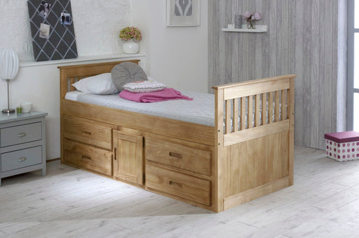 Visco TherapyCaptains Waxed Pine Wooden Storage Bed Frame - 3ft Single - Rest Relax