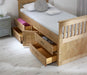 Visco TherapyCaptains Waxed Pine Wooden Storage Bed Frame - 3ft Single - Rest Relax
