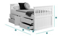 Visco TherapyCaptains White Wooden Storage Bed Frame - 3ft Single - Rest Relax