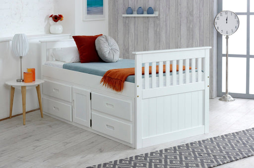 Visco TherapyCaptains White Wooden Storage Bed Frame - 3ft Single - Rest Relax