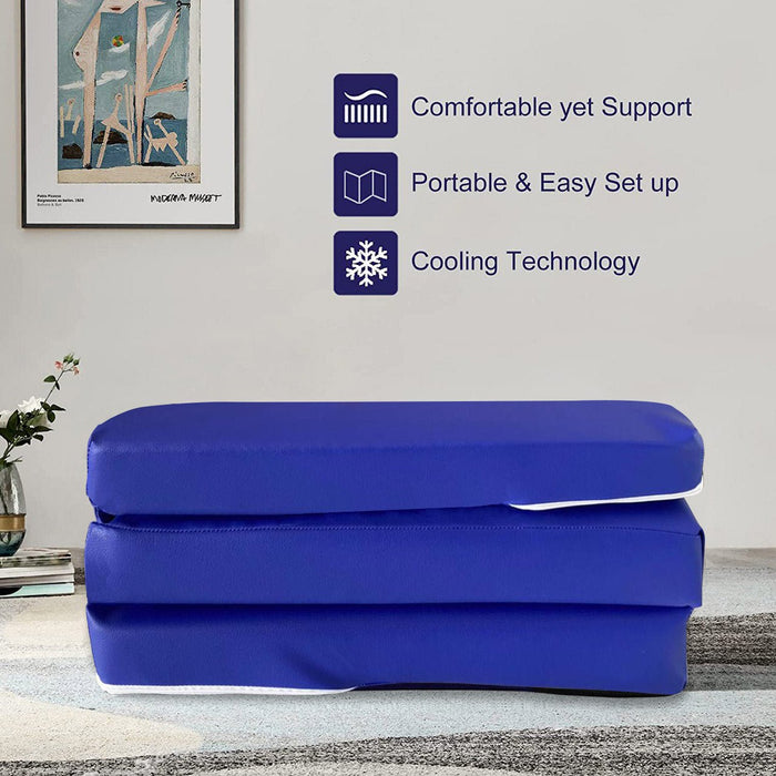 Visco TherapyKids Folding Faux Leather Futon Mattress - Multiple Colours Available - Rest Relax