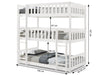 Visco TherapyLydia Triple Bunk Bed With Ladder in WHITE, Wooden High Sleeper Kids Bunk Bed, Solid Rubberwood Bed Frame, Children's Bedroom Furniture, With or Without Mattresses - Rest Relax