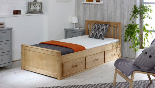 Visco TherapyMission Waxed Pine Wooden Storage Bed Frame - 3ft Single, 4ft Small Double and 4ft6 Double - Rest Relax