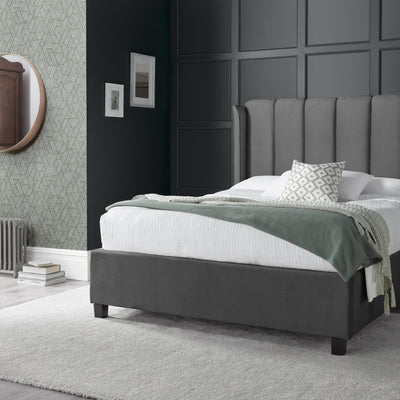 BedmasterAurora Grey Velvet Ottoman Bed - Rest Relax