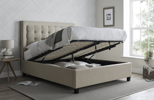 BedmasterBrandon Oatmeal Fabric Ottoman Bed - Rest Relax