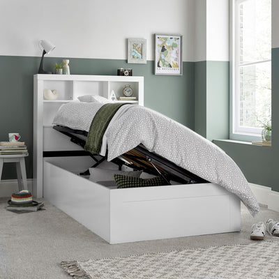 BedmasterOscar White Wooden Ottoman Storage Single Bed - Rest Relax