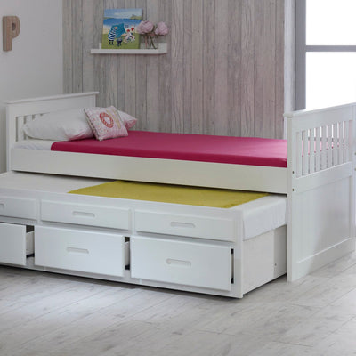 Amani International Captains White Wooden Guest Single Bed - Rest Relax