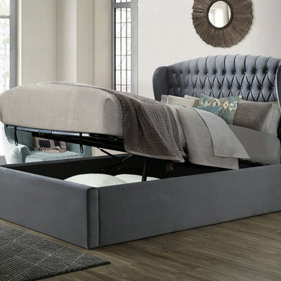 BedmasterWarwick Grey Velvet Ottoman Bed - Rest Relax