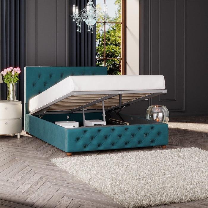 luna-ottoman-bed-plush-velvet-fabric-emerald