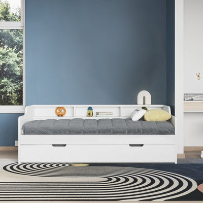 Flair Furnishings Bedkingdom Noomi Enzo Day Bed With Trundle White (FSC-Certified) - Rest Relax