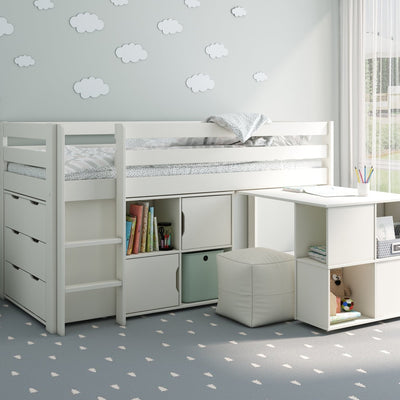 NoomiNoomi Nora Solid Wood Midsleeper Full Set White (FSC-Certified) - Rest Relax